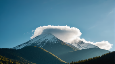 一座被雪覆盖高山清风景图片