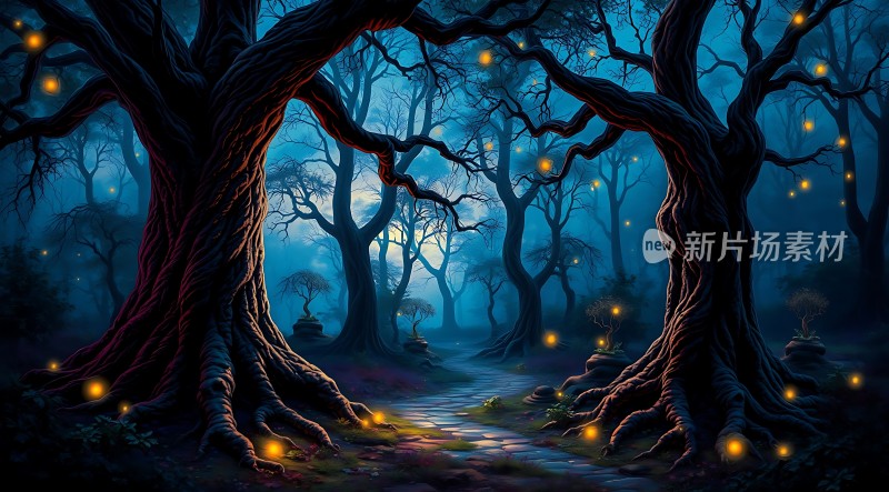 神秘森林夜光之路