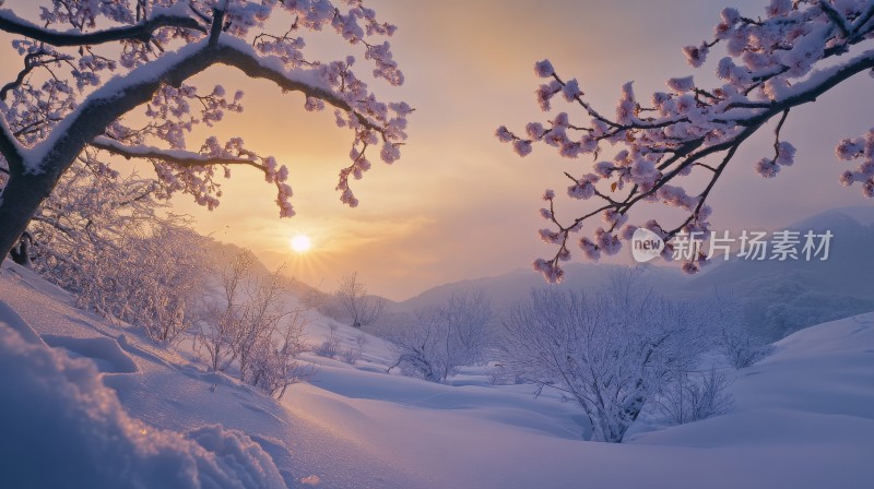 冬日暖阳下的雪景