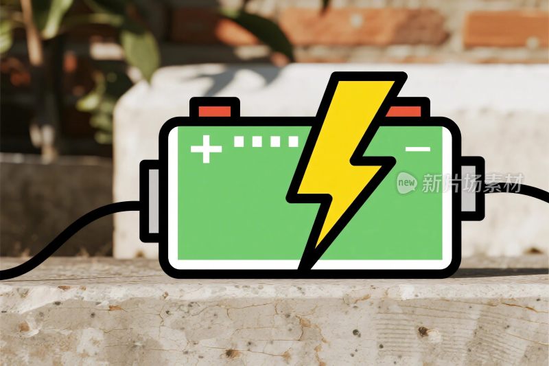 电池闪电能量插画