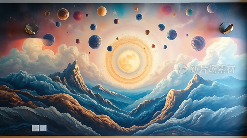 宇宙奇观星云与行星共舞