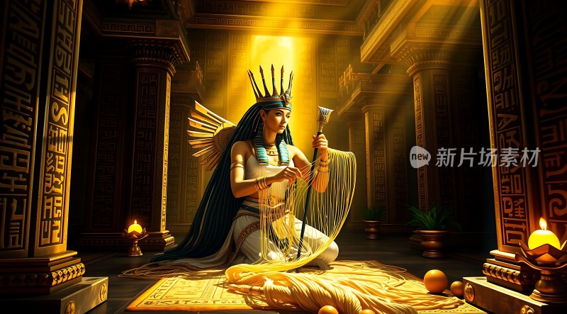 古埃及女神与金色光芒