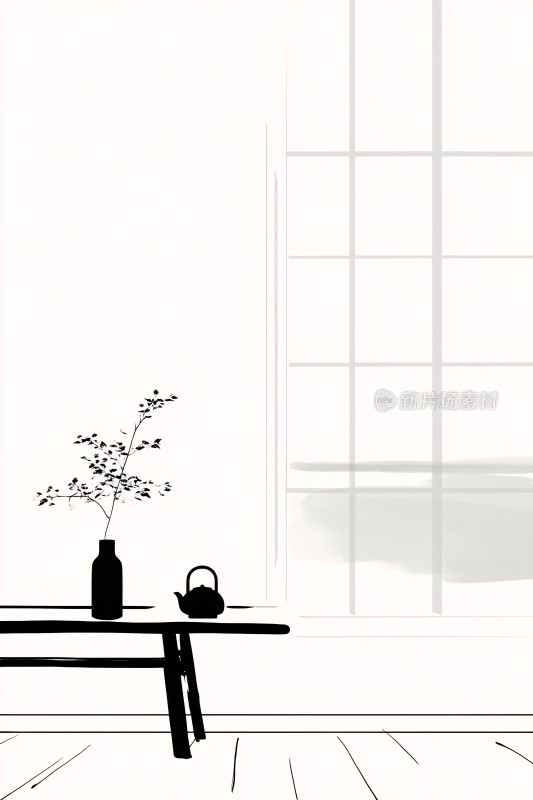黑白室内静物简约画面