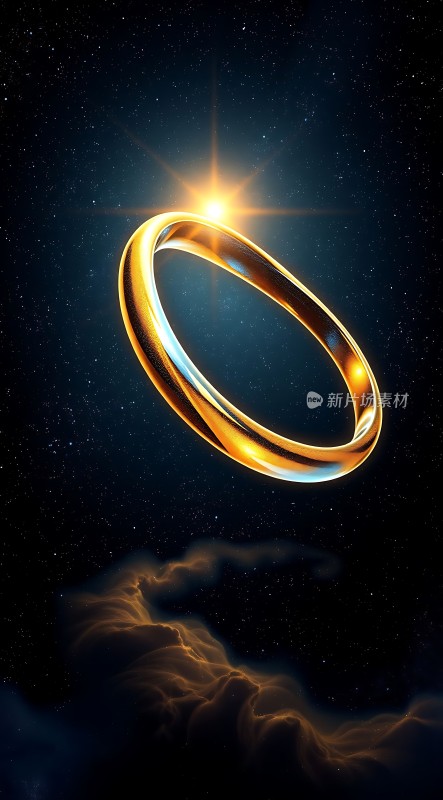 金色戒指映照星空