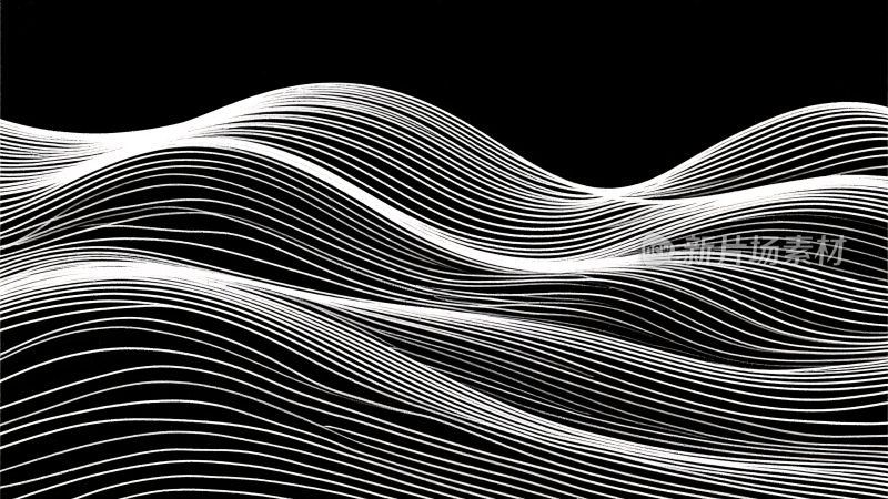 黑白线条波浪图案