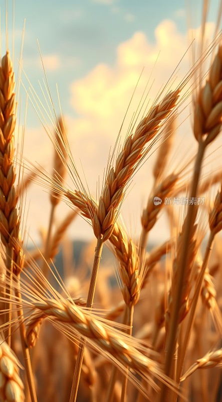 金色麦浪阳光下的丰收景象