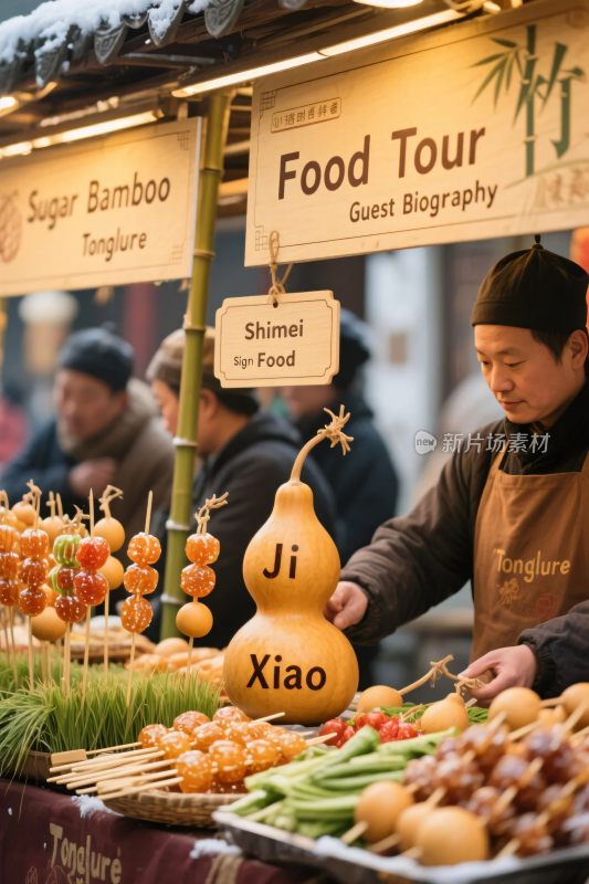 集市食品摊位场景