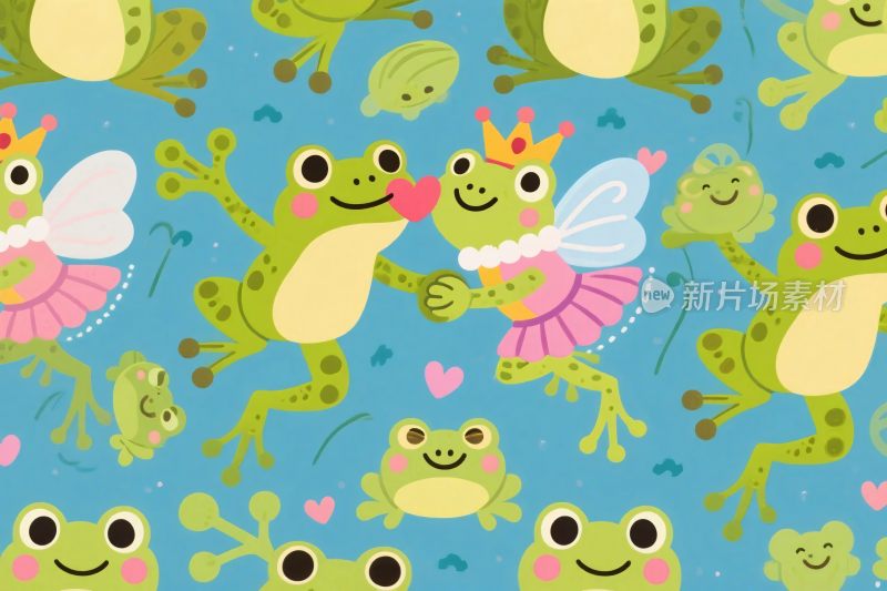 卡通青蛙公主甜蜜插画