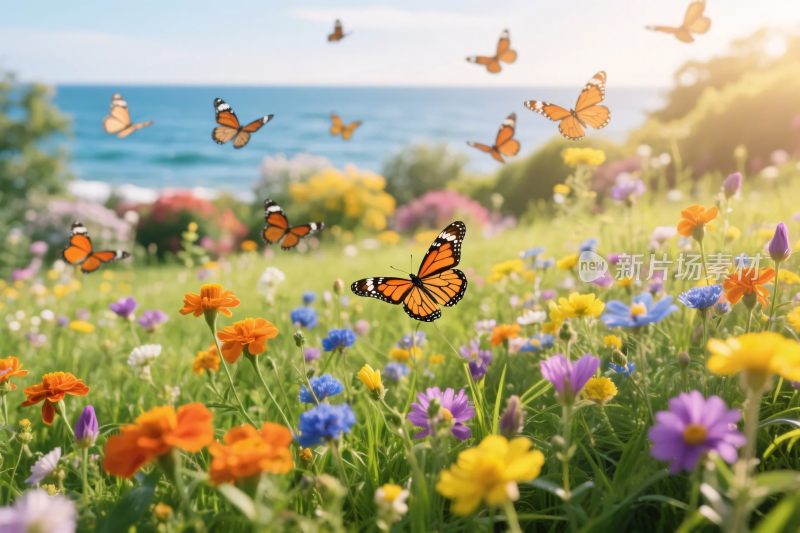 花丛彩蝶风景
