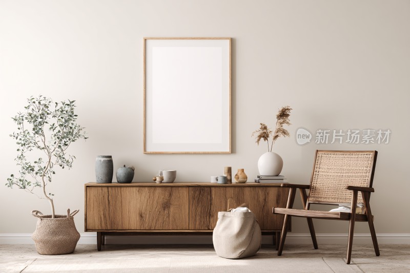 简约客厅装饰摆件与家具画面