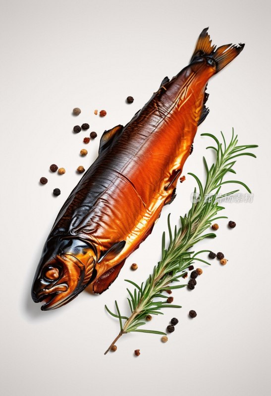 纯白背景鲑鱼干