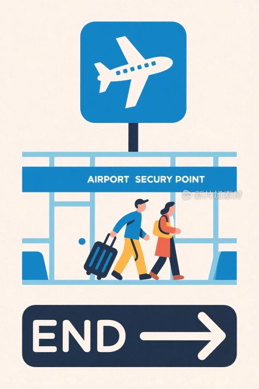 机场安检插画