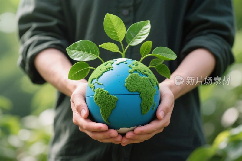 双手托地球环保插画