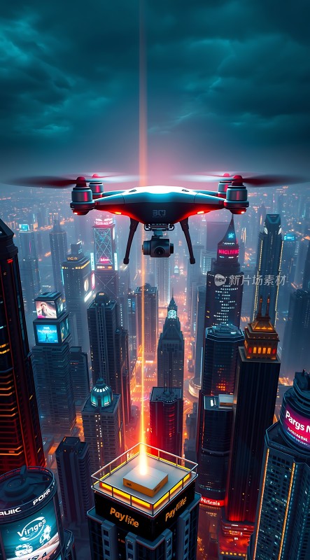 未来之城无人机夜航