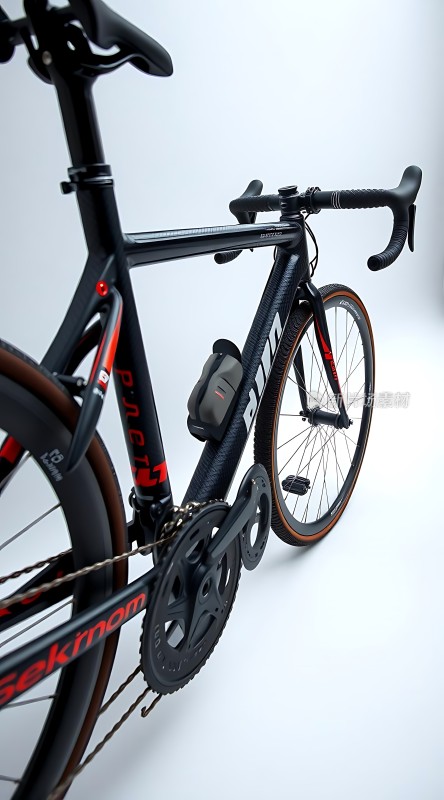 碳纤维公路自行车黑色车身配红色细节展现运动魅力