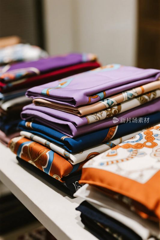 彩色布料堆叠展示