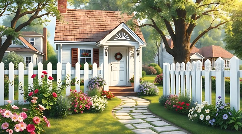 温馨小屋花园美景宁静家园