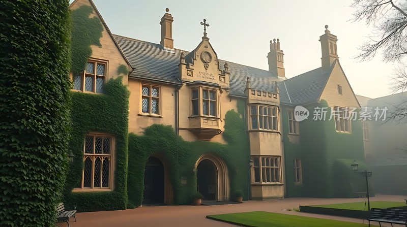 藤蔓覆盖的古老建筑宁静而神秘