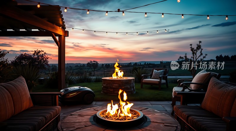 户外火坑休闲时光