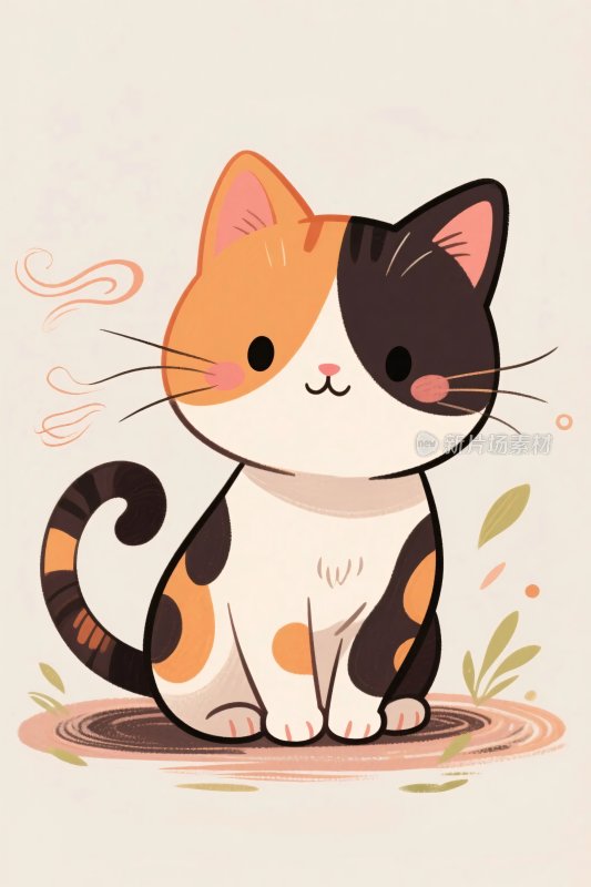 卡通三色猫咪插画