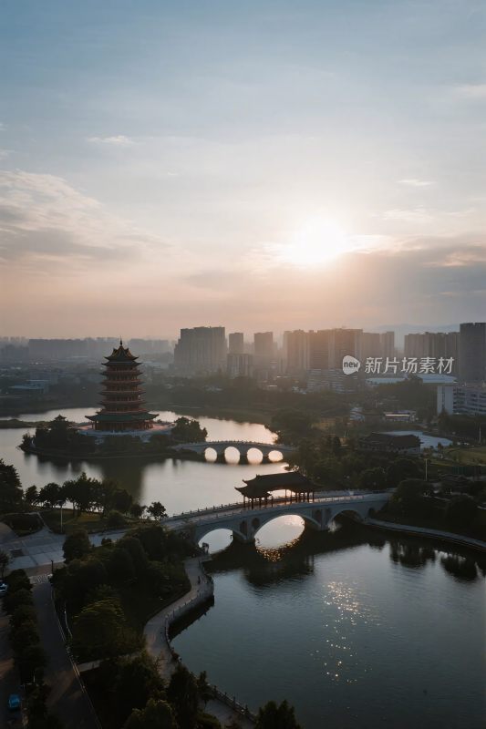 城市古建水景风光