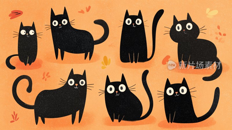 可爱黑猫插画集合