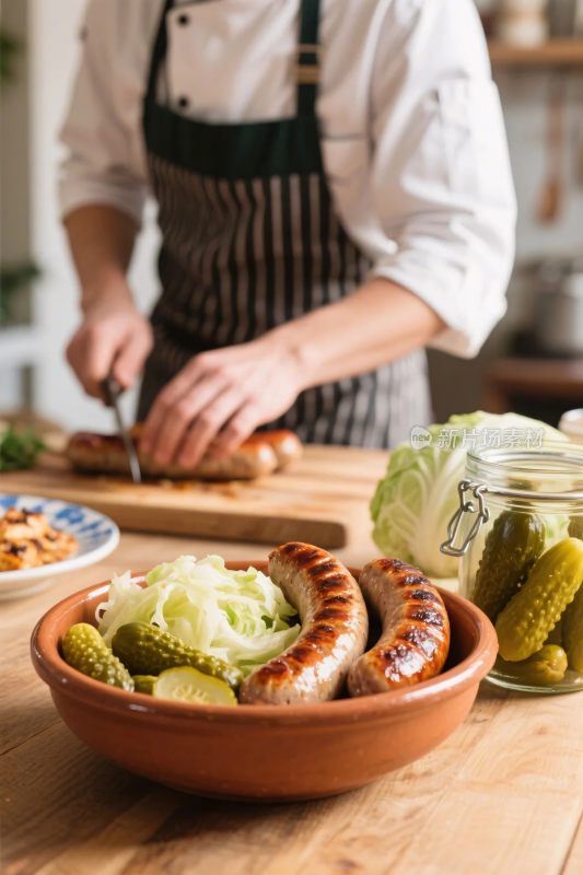 厨房烹饪肉类美食场景