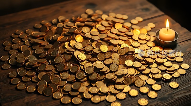 黄金硬币与蜡烛
