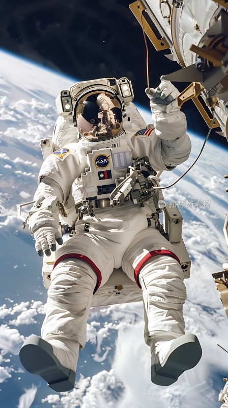 宇航员太空行走地球背景