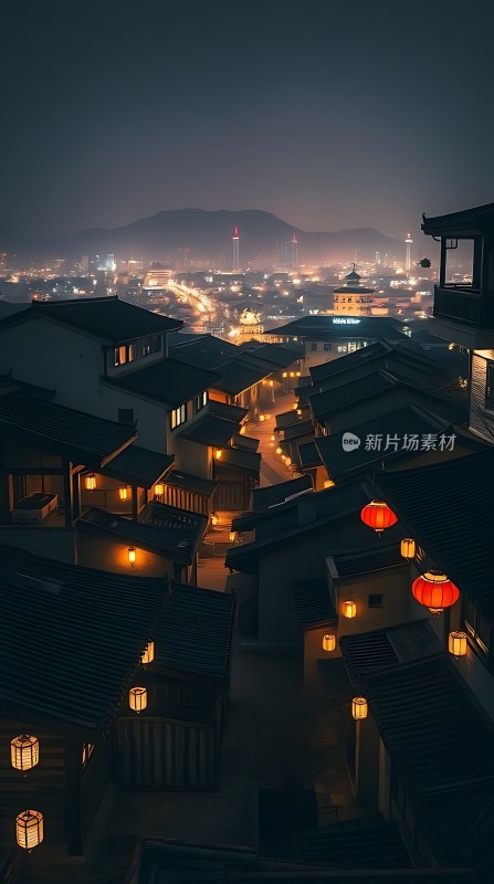 古街夜色灯火阑珊映山城
