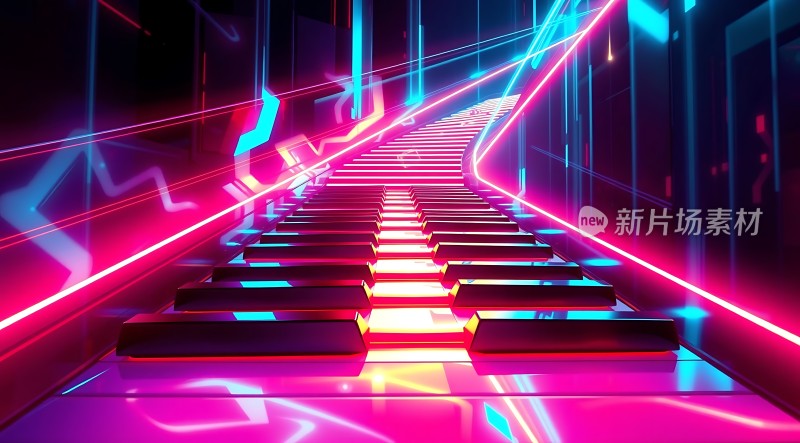 霓虹钢琴键之路