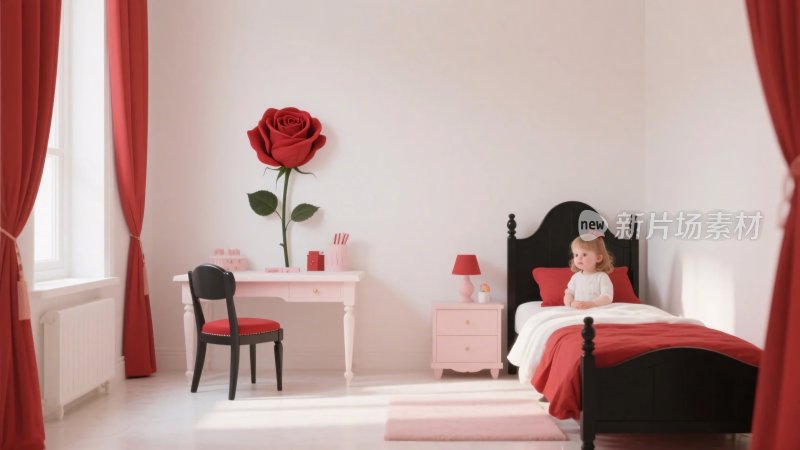女孩卧室插画场景