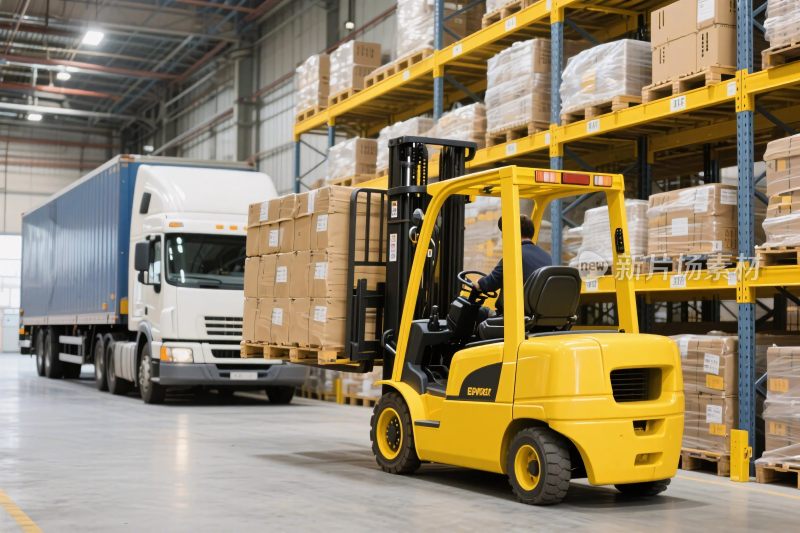 仓库叉车货车装卸场景