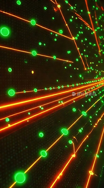 光束与绿点交织的炫目视觉效果