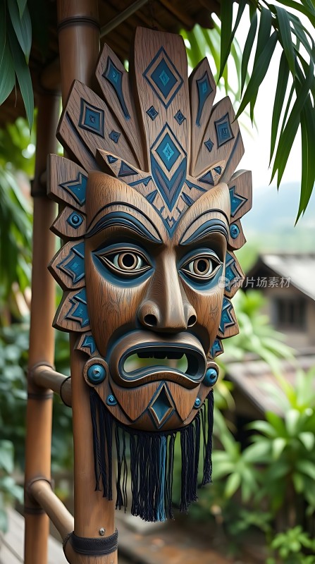 竹制面具艺术展示