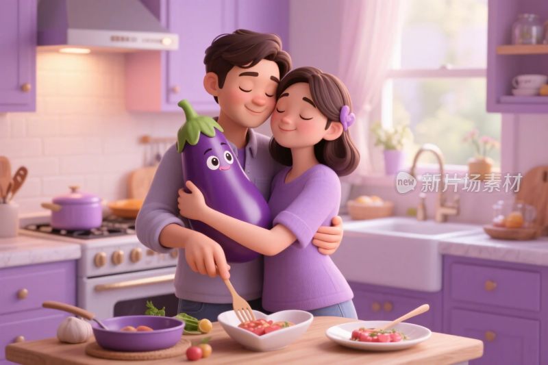 卡通厨房拟人化角色互动