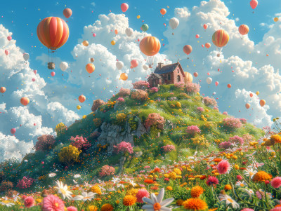 童话般的彩色气球城堡 童话般的彩色气球城堡