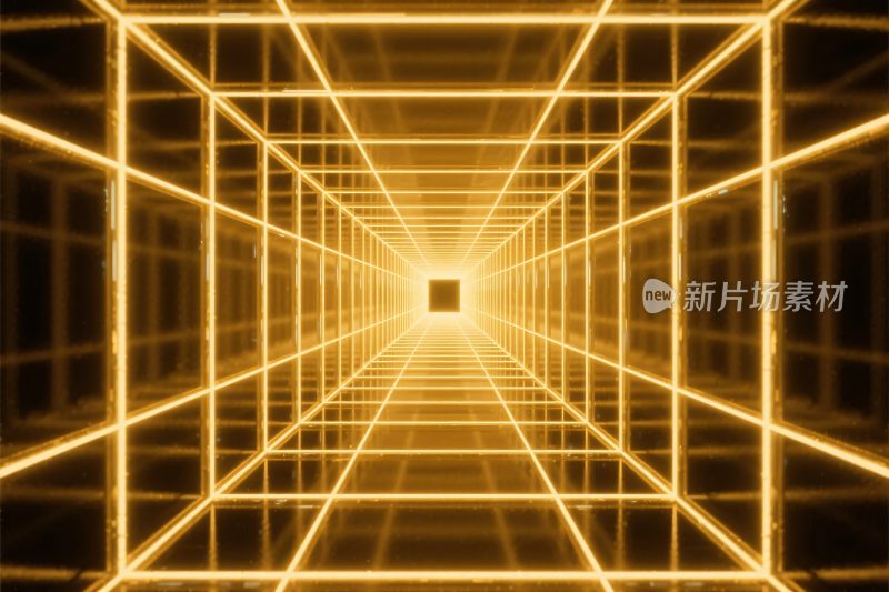金色线条构成的隧道光影画面