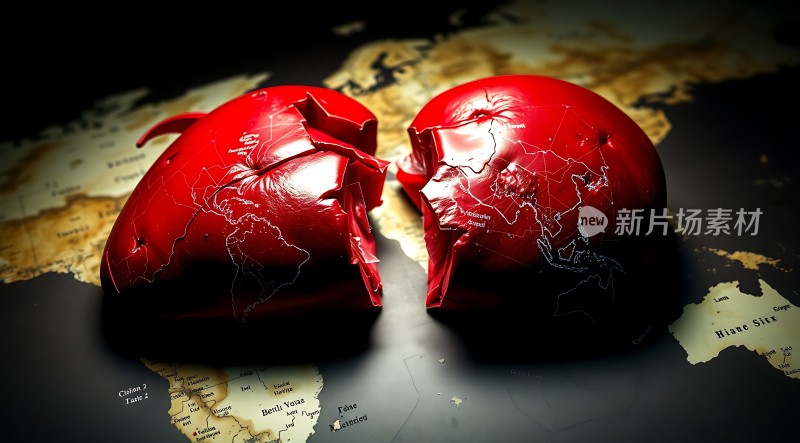 破碎的心形地球仪