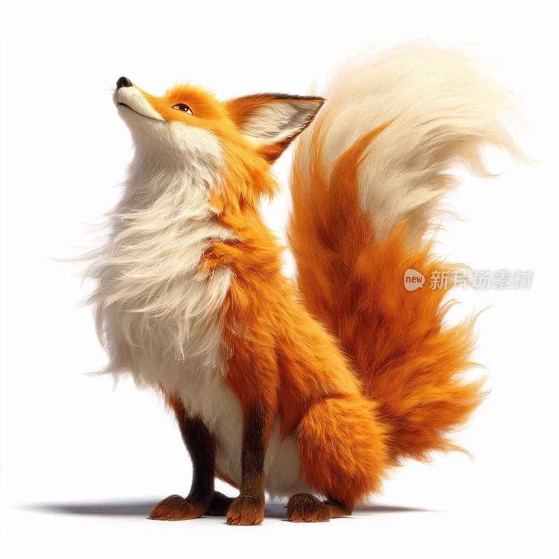 可爱站立的橙色狐狸插画