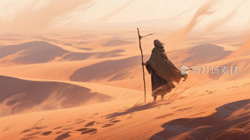 沙漠中独行的神秘人物