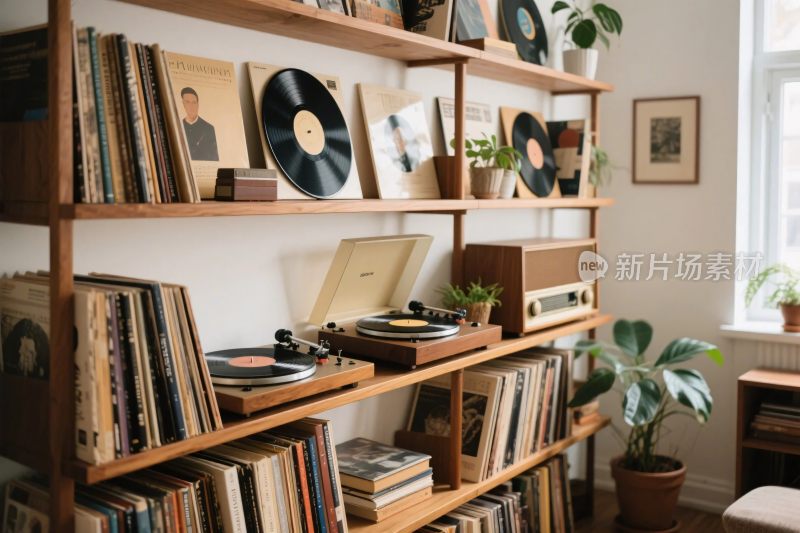 复古音乐空间书架