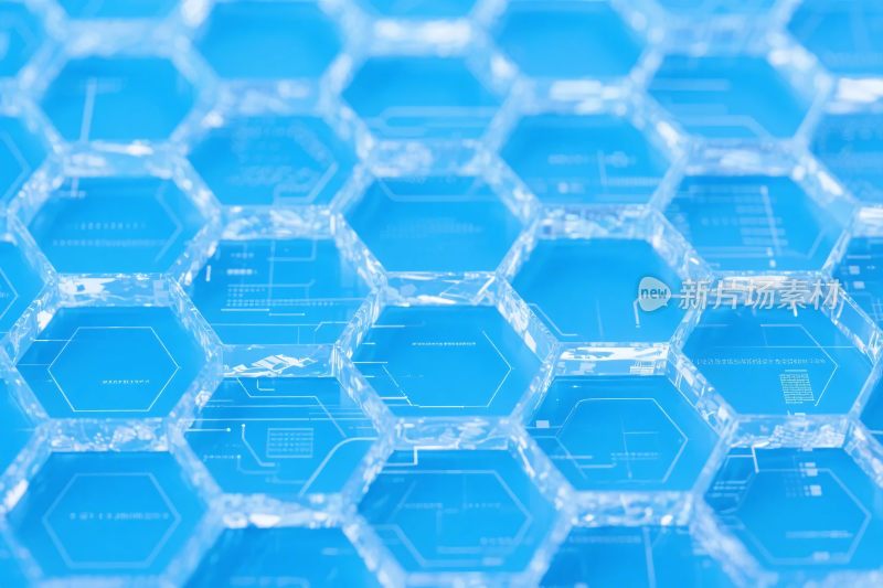 蓝色六边形网格图案