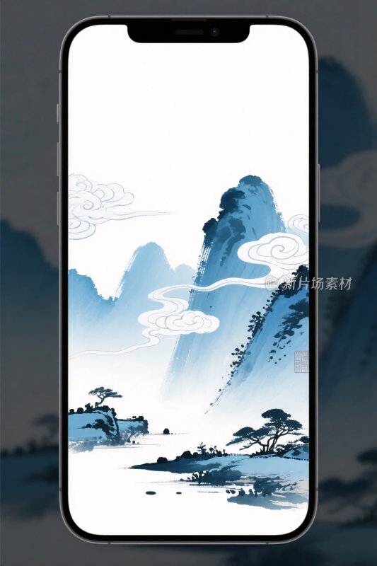 中国风山水手机插画