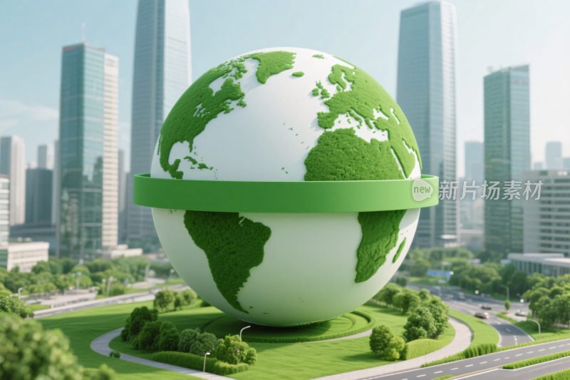 绿色地球城市环保插画