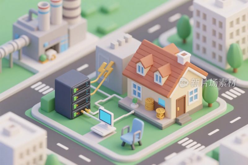 社区工业设施插画