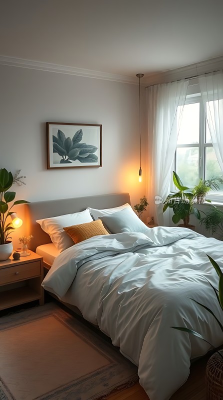 温馨卧室绿意盎然舒适宁静