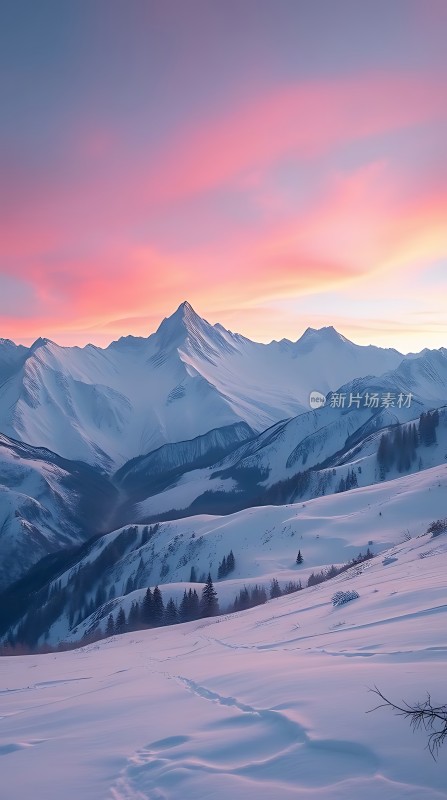 雪域晨曦雪山美景