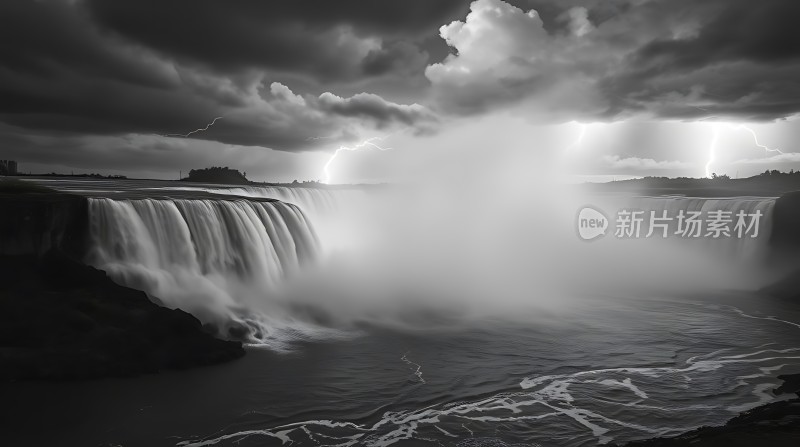 瀑布闪电奇观