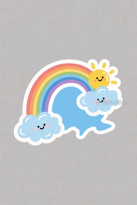 可爱卡通彩虹太阳云朵插画